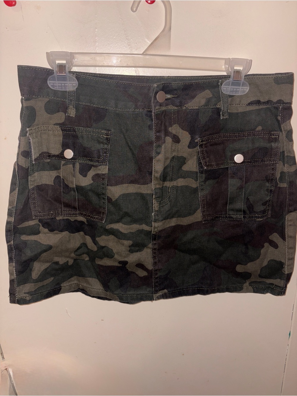 SHEIN Green Camo Utility Mini Skirt